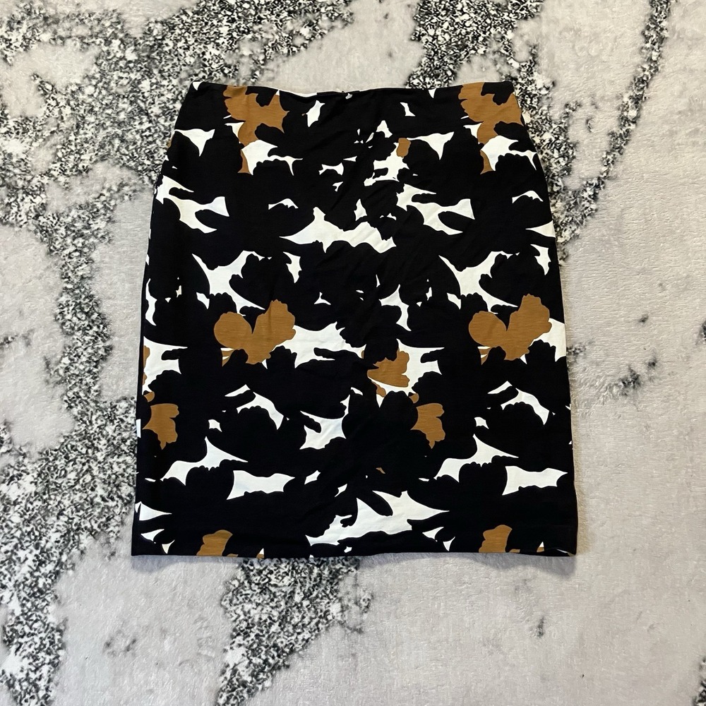 Talbots Skirt Womens Size 10 Petite‎ Black Multicolor Floral Print Pencil